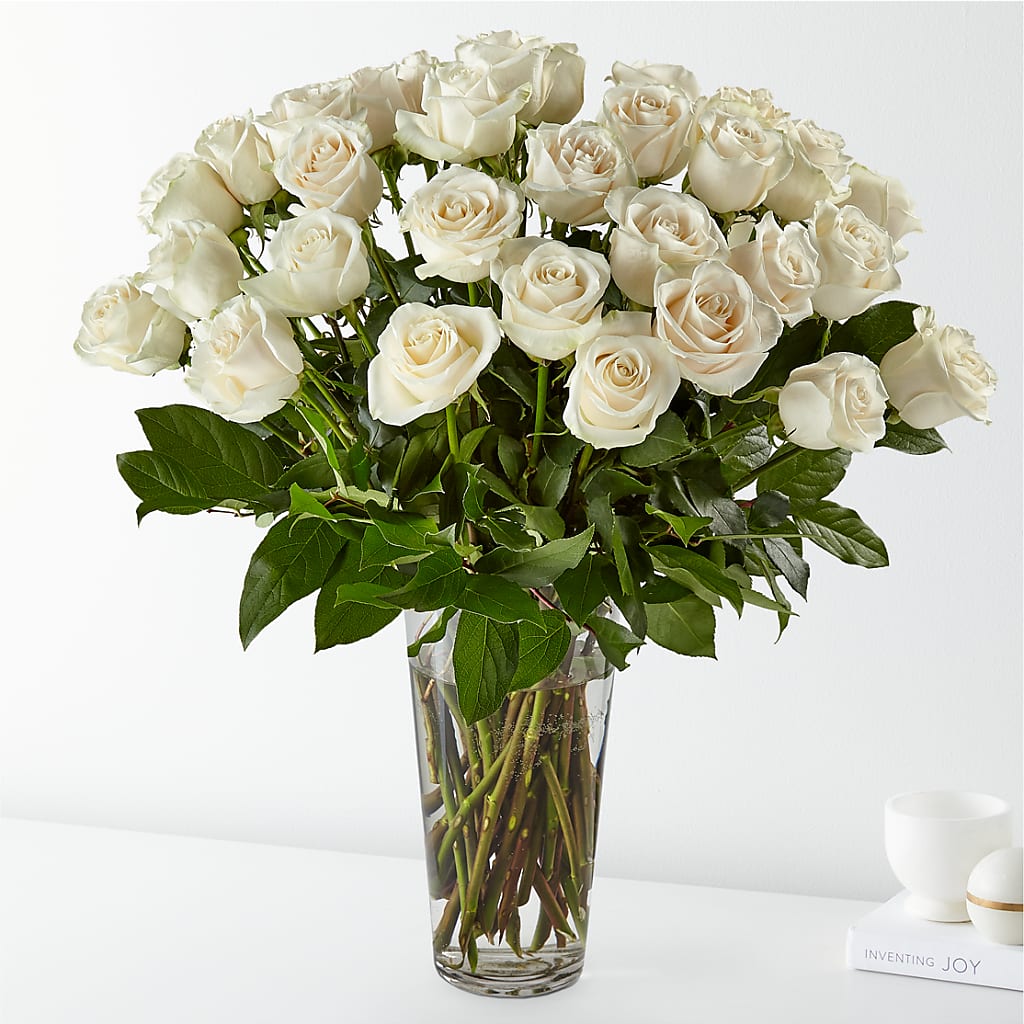 Long Stem White Rose Bouquet – Flowers By Marianne, Salisbury MA
