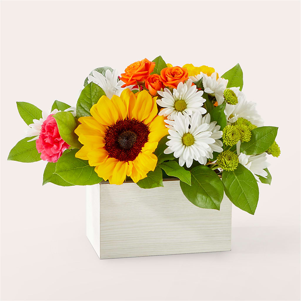 Sun-drenched Blooms Box Bouquet – Flowers By Marianne, Salisbury MA