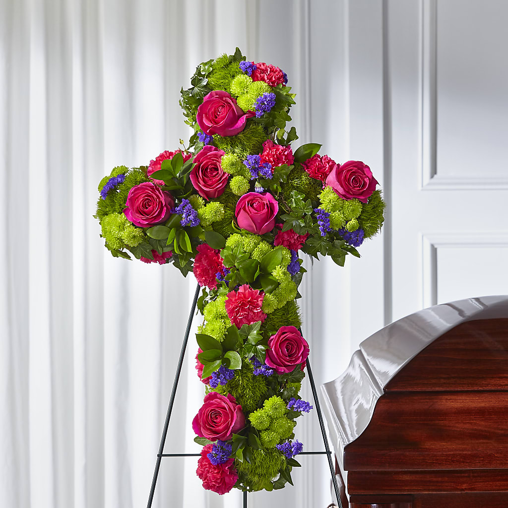 Tribute Rose Floral Cross – Flowers By Marianne, Salisbury MA