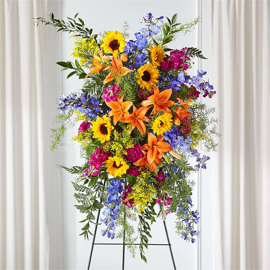 Sunlit Memories Standing Spray (Standard) – Flowers By Marianne, Salisbury MA
