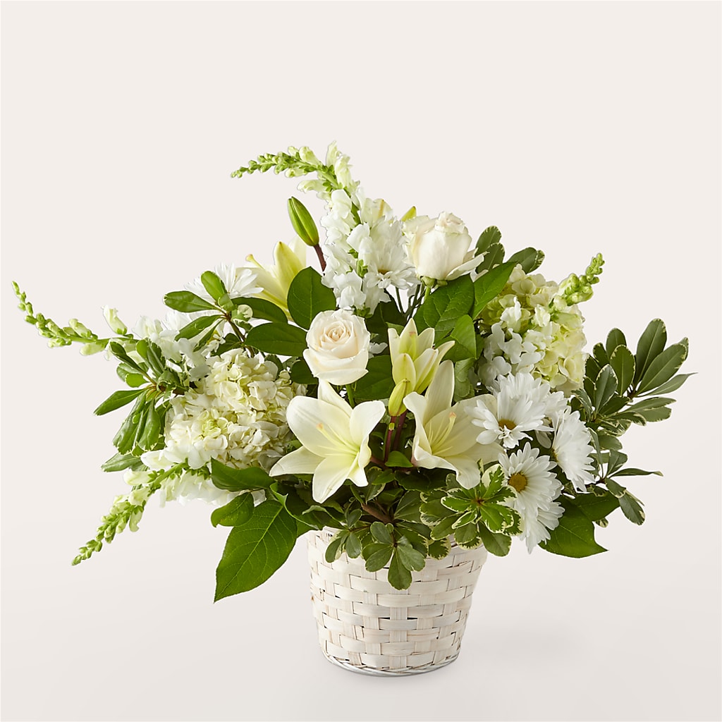 Ivory Elegance Floral Basket – Flowers By Marianne, Salisbury MA