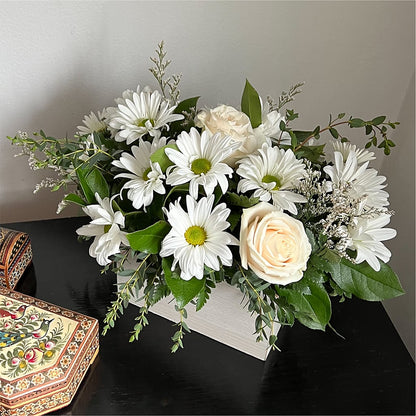 Fresh Linen Box Bouquet –  Flowers By Marianne, Salisbury MA