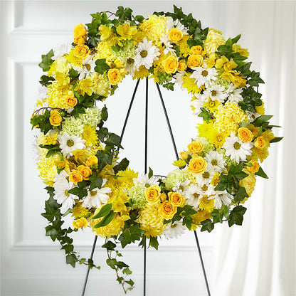 Golden Remembrance Wreath –  Flowers By Marianne, Salisbury MA