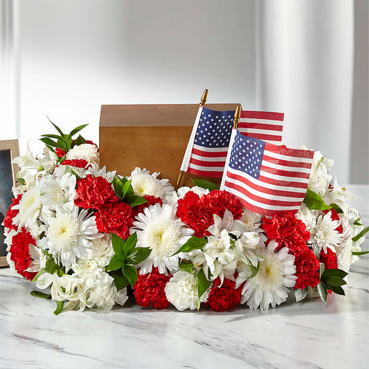 Spirit of Patriotism Cremation Adornment –  Flowers By Marianne, Salisbury MA