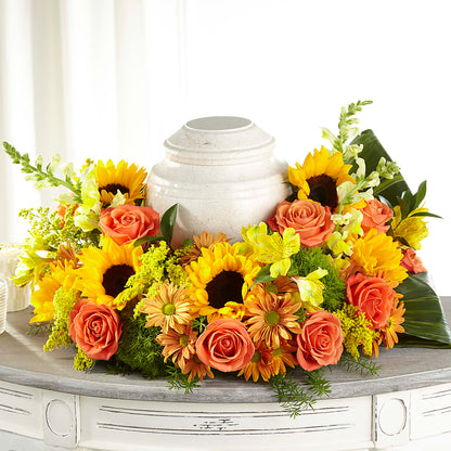 Faithful Sunflower Cremation Adornment –  Flowers By Marianne, Salisbury MA