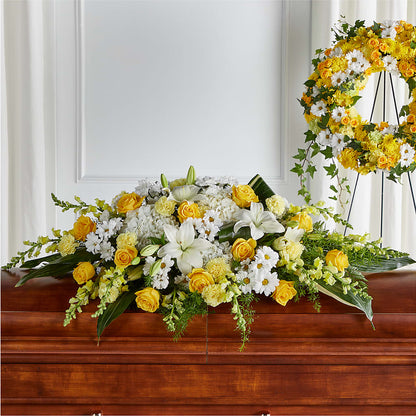 Golden Harmony Casket Spray –  Flowers By Marianne, Salisbury MA