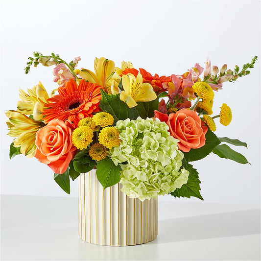 Autumn Sunshine Bouquet with Ivory Vase –  Flowers By Marianne, Salisbury MA