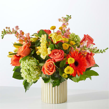 Autumn Sunshine Bouquet with Ivory Vase –  Flowers By Marianne, Salisbury MA