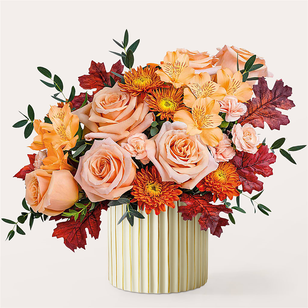 Spiced Latte Bouquet with Ivory Vase –  Flowers By Marianne, Salisbury MA