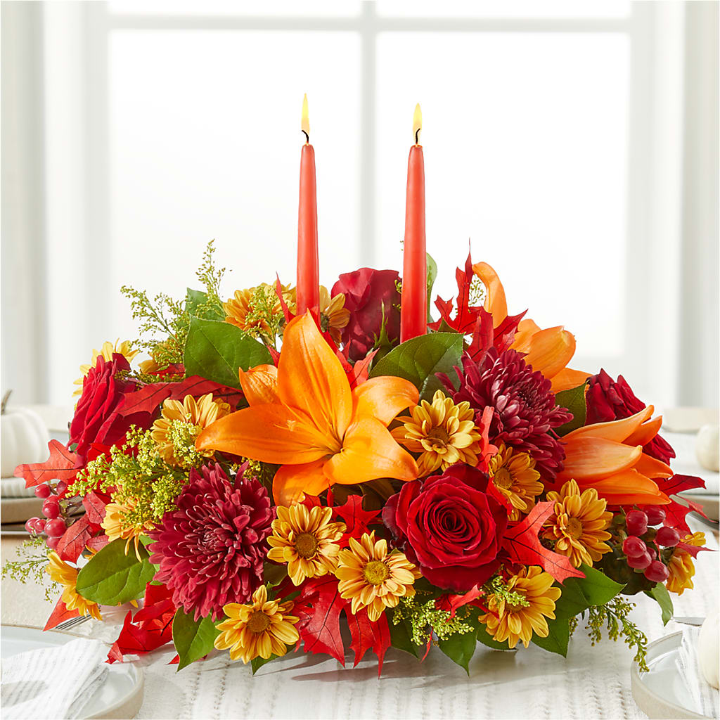 Autumn's Embrace Centerpiece –  Flowers By Marianne, Salisbury MA