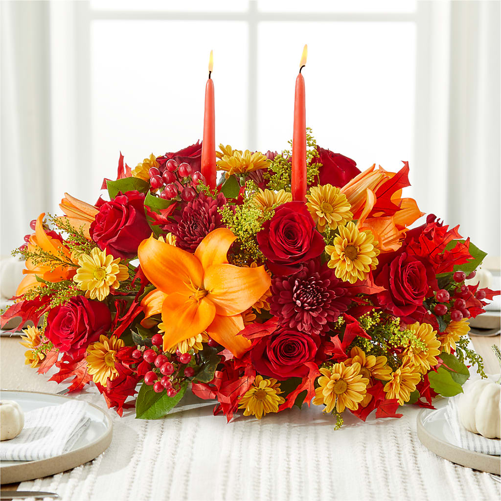 Autumn's Embrace Centerpiece –  Flowers By Marianne, Salisbury MA