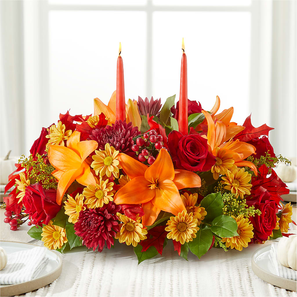 Autumn's Embrace Centerpiece –  Flowers By Marianne, Salisbury MA